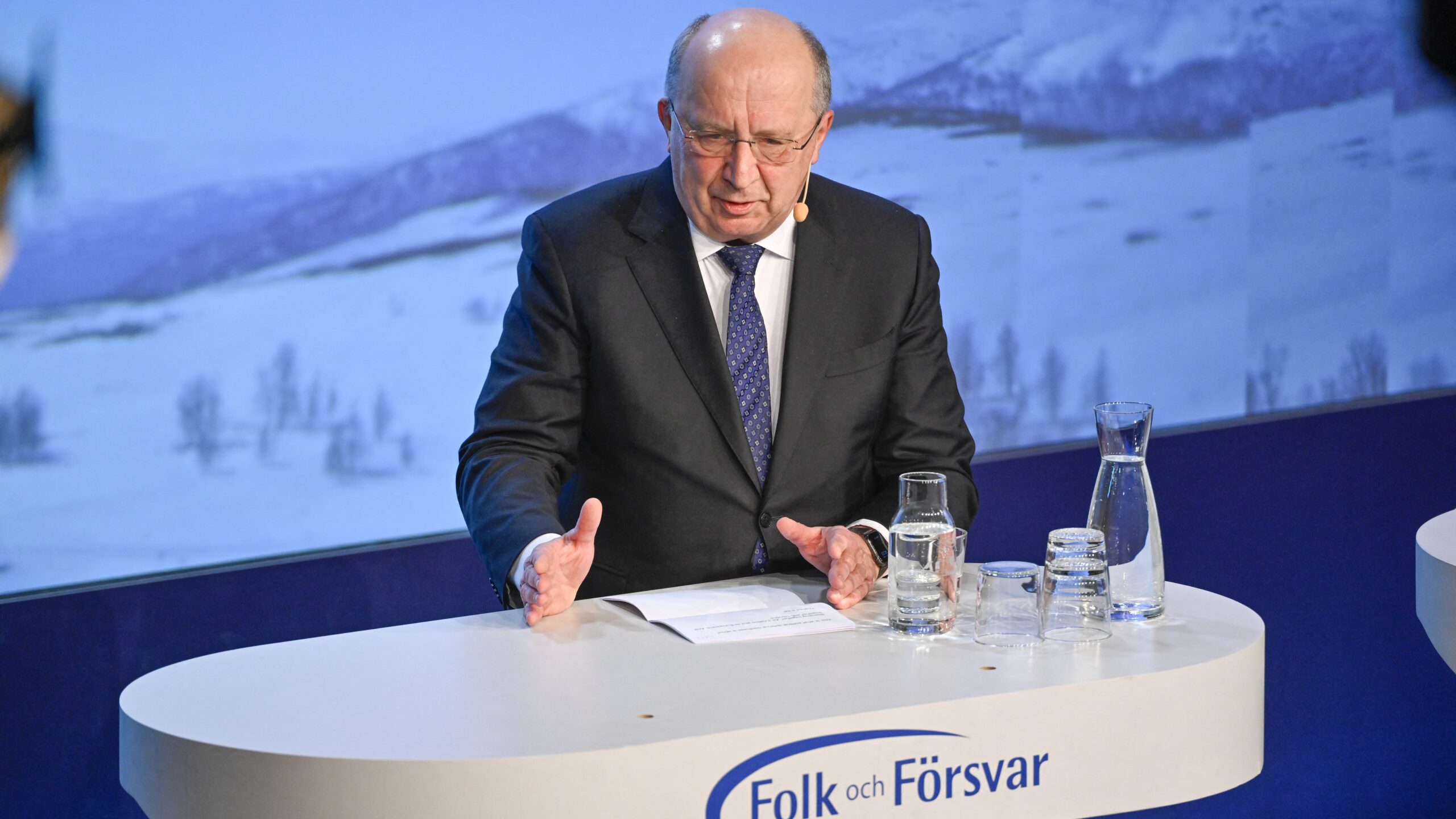 Andrius Kubilius, EU Commissioner for Defence and Space, during the Folk och Försvar Annual National Conference at the Högfjällshotellet in Sälen, Sweden, January 11, 2026.